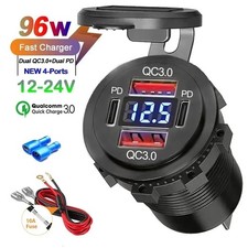 12v USB Socket Charger Camper Van Caravan Motorhome USB Voltmeter Type C 12v 24v