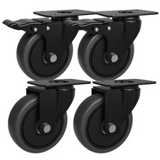 4 x Heavy Duty 100mm 700KG Rubber Swivel Castor Wheels Trolley Furniture Caster