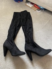 Bn New Look Over The Knee Thigh Boots Size 6 Suedette Black
