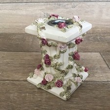 VTG Shabby Chic Roses Floral Flower Candle Holder Hand Painted 1994 Dezine