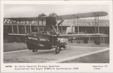 IMPERIAL AIRWAYS SUPERMARINE SEA EAGLE FLYING BOAT REAL PHOTO POSTCARD RPPC 