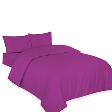 Duvet Quilt Cover Plain Dyed Polycotton with Pillowcase Bedding Set in All Sizes
