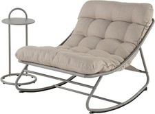 Grand patio Rocking Chair with Side Table, Garden Lounge Chair with Removable W