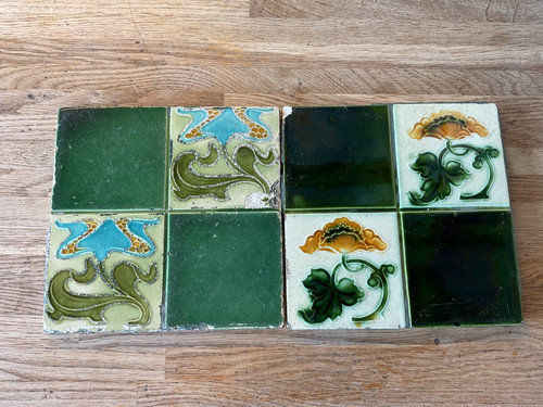 Antique fireplace tiles - x,