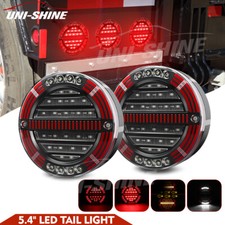 Dynamic Slim Round LED Tail Lights X2 Rear Brake Stop Indicator Trailer Truck
