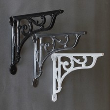 8" ANTIQUE CAST IRON VICTORIAN SHELF CISTERN BRACKET BLACK WHITE PEWTER - BR10