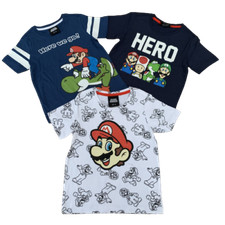 Boys Girls Super Mario T-Shirt Top 100% Cotton Short Sleeve Kids Age 2 - 9 Years