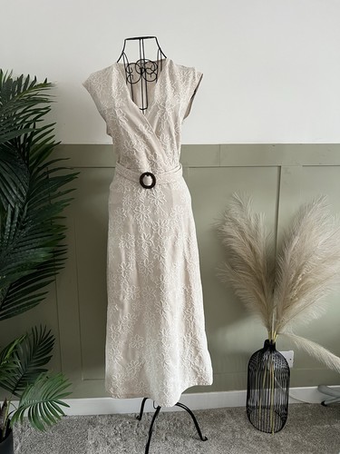 Cream floral embroidered - floral, wrap