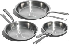 Stainless Frying Pan Set Cookware Induction 5 Ply Clad 3-Piece 8"10"12"