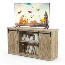 COSTWAY 150cm Media Entertainment Center TV Stand Cabinet for 65 Inch TVs-Grey