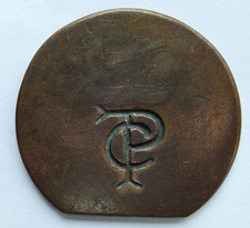 Antique Brass Railway Pay Check Token Stamped TPC. Number 1195. Clean.
