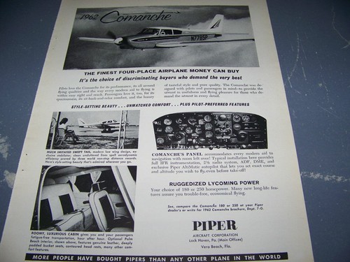 1962 piper comanche 180 - comanche, 180/250