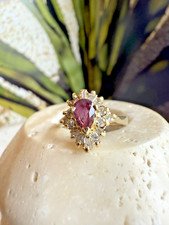 Ladies ESTATE 14k Yellow Gold NATURAL Diamond / Amethyst COCKTAIL Ring