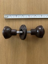 Vintage Original Pair Of Bakelite Rim Lock Door Knobs / Handles & Back Plate