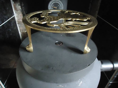 Vintage circular brass lion - brass,