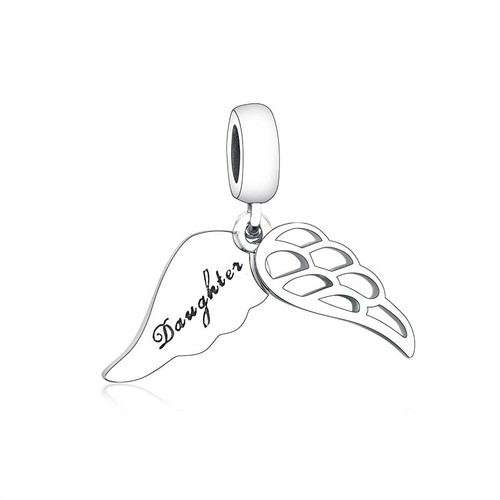 Daughter angel wings charm - daughter,
