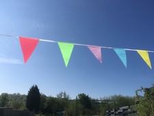 Party bunting bright multi-coloured fabric SALE BARGAIN 5.5m 20 Flags Free Post