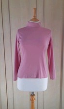 Spirit Of The Andes womens pink 100% Pima cotton roll neck top size S  (UK1)