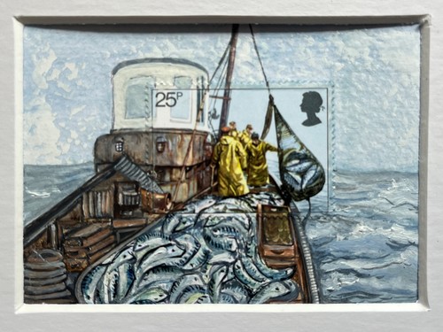 Fishing trawler original - trawler, aceo
