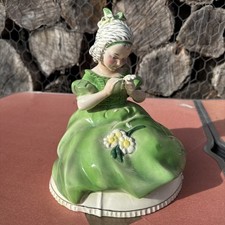Antique Katzhutte Hertwig Early Porcelain Child Green Dress Figure 