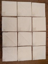 Vintage Linen Serviettes Napkins with Embroidery Lace Edging Set of 12