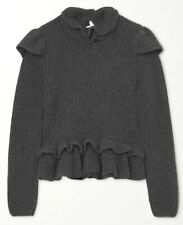 GANNI Designer Wool OPEN-BACK Ruffled Ribbed Knitwear Jumper Small VGC