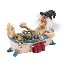 Witch Cauldron Figurine Gothic Halloween Decor Statue for Home or Garden 12.5cm