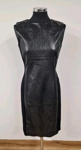 Max mara black leather dress - max,