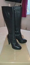 Sergio Rossi Italian Beautiful Black Leather Knee High Boots Size 37.5 Good Cond