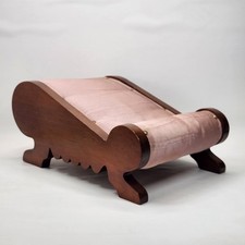 Antique Georgian Gout Stool Sleigh Style  Pink Rose fabric footstool foot rest