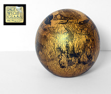 Isle of Wight Studio Glass Small Paperweight, Azurene Gold. Art Glass