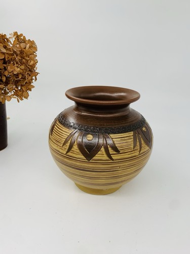 Vintage german stoneware vase - stoneware,