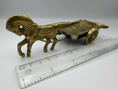 Vintage brass horse cart - vintage,