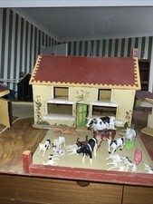 Handmade 55 Year Old Wooden Farm House, Stable And Pig Sty Plus Some Animals