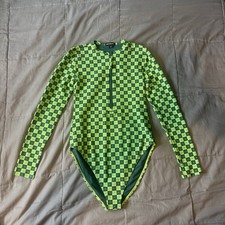 whistles swimsuit Size 10 Sun check Long sleeve Zip Up Green Check  Sun Protect