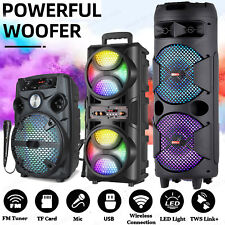 9000W Portable Bluetooth Speaker Sub Woofer Heavy Bass Sound System Party+Mic