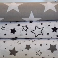 Stars fabric GREY BLACK WHITE