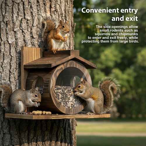 Wooden squirrel feeder nest - squirrel,