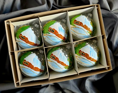 Hand painted glass - glass, set