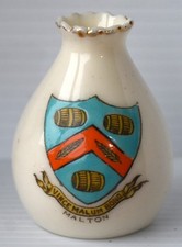 CRESTED CHINA: MALTON (YORKSHIRE) CREST ON CORONA CHINA MINIATURE VASE