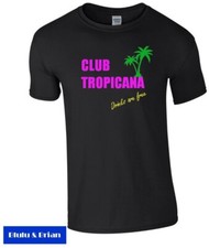 Club Tropicana drinks are free T-shirt homage Wham! George Michael 80s music