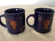 Two Pair Charles & Diana Royal Wedding 1981 Cobalt Blue Commemorative Mugs