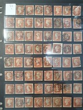 63 x 1841 1d Penny Reds SG8 - All Plate 22 - Maltese Crosses