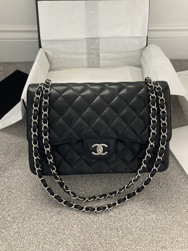 Chanel black quilted caviar - chanel,