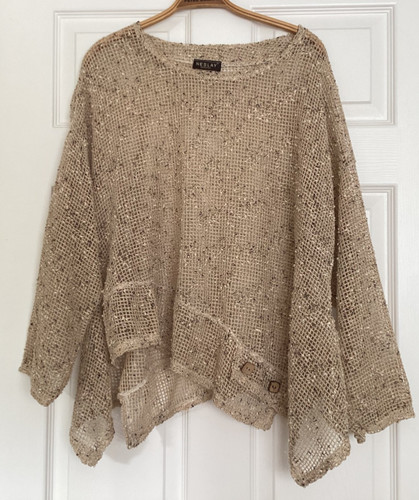 Open knit tunic jumper top - knit,