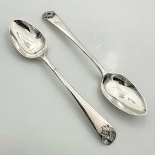 PAIR MASONIC TEA / COFFEE SPOONS STERLING SILVER BIRMINGHAM 1932 VAUGHTON & SONS
