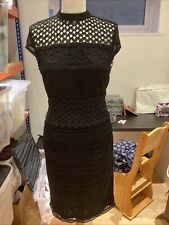 LIPSY London black fitted dress 10 lined crochet lace detail Michelle Keegan