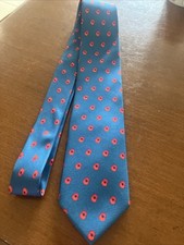 Red, Blue Poppy silk tie, Remembrance, Armistice Day,British Army Royal Navy RAF