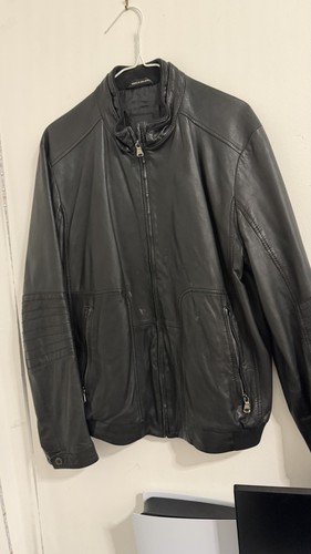 Hugo boss leather jacket mens