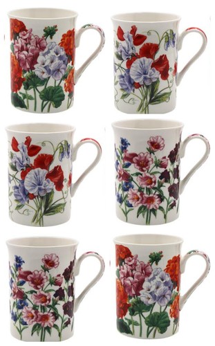 Assorted flower coffee mugs - assorted,